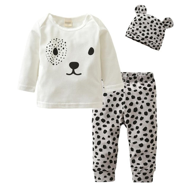 3 Pcs Baby Boy Baby Girl Clothes Set White Cloud Cotton Infant Toddler Clothes for Babies 3M, 6M, 12M, 18M, 24M, 2YO