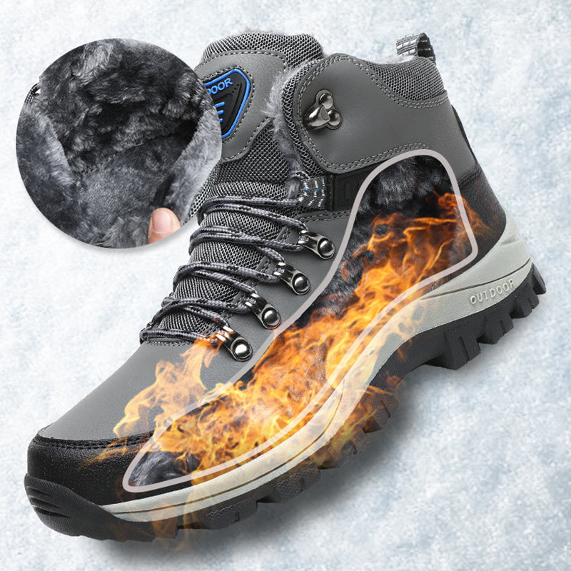 Men’s Winter Snow Boots for Men and Boys Warm Plush Ankle Boots Hiking Lace-up Shoes