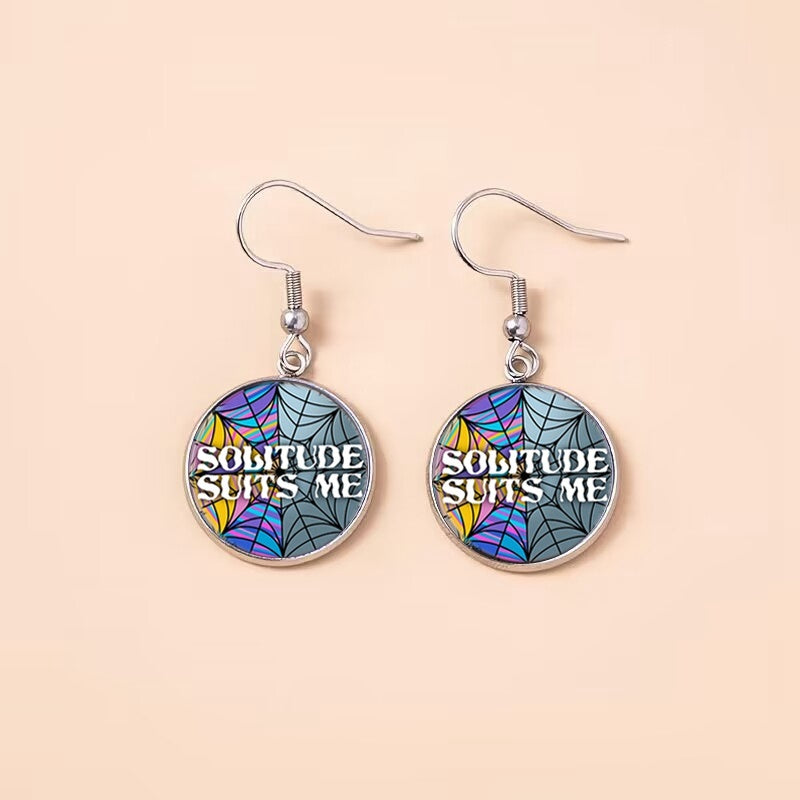 Punk Wednesday Stainless Steel Glass Dome Dangle Earrings For Women Girls