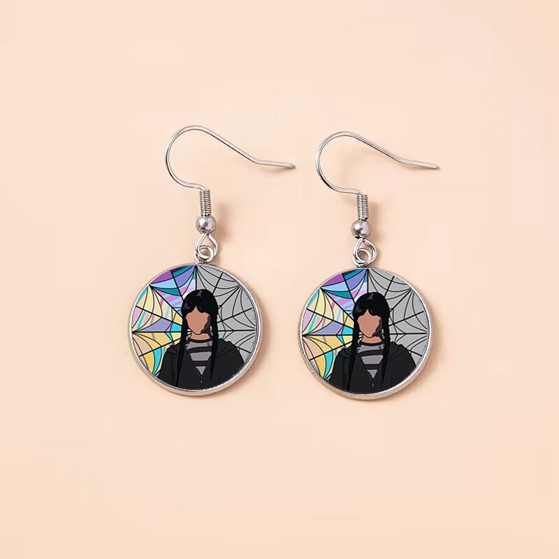 Punk Wednesday Stainless Steel Glass Dome Dangle Earrings For Women Girls