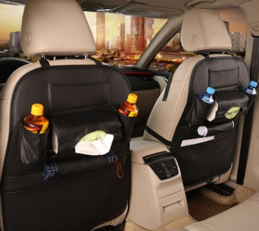 Leather Seat Bag Organizer Tray for Car Seat Foldable Table for Travel Car Trash Can Storage Box Car Supplies Auto Accessories for Cars Multi-Purpose
