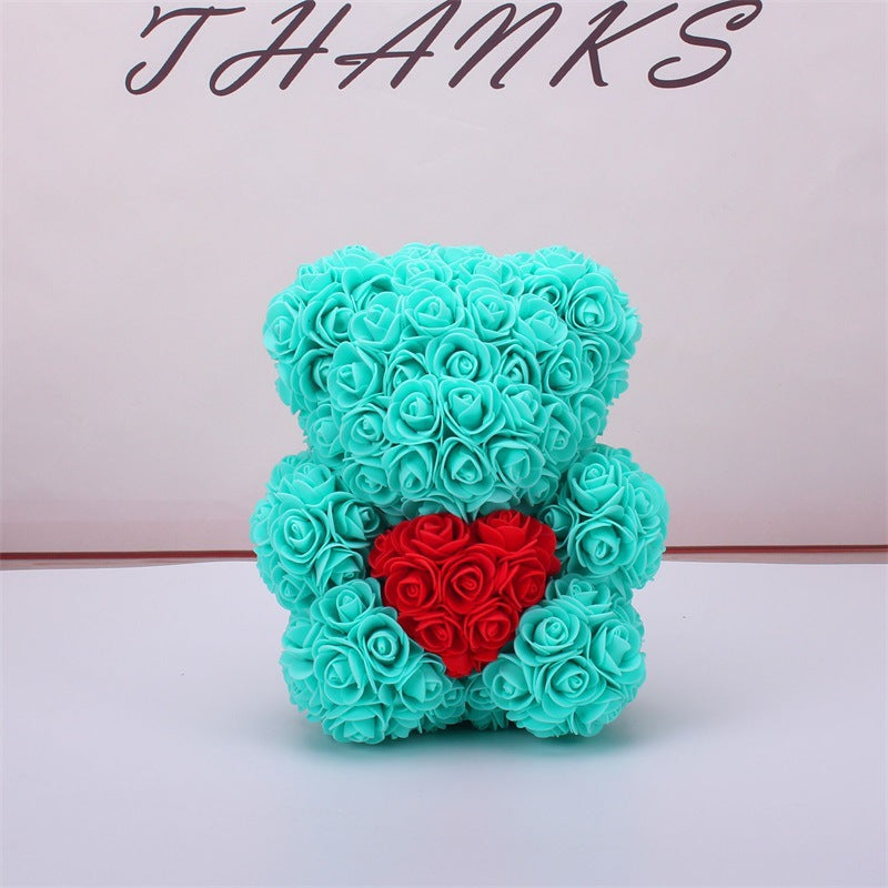 Rose Teddy Bear Eternal Flower Valentine's Day Gift PE Foam Bear 25cm