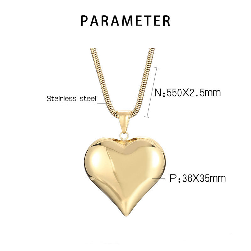 Gold Silver Hollow Heart-Shaped Necklace Valentine's Day Gift Chain Ins Versatile Personalized Love Necklace Jewelry