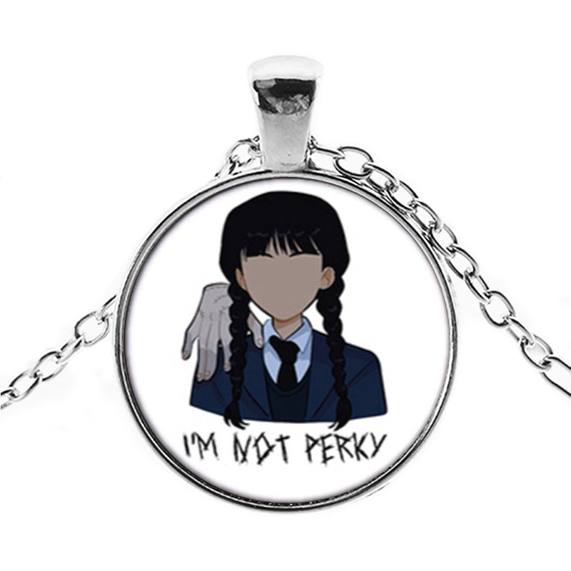 Punk Wednesday Character Glass Dome Pendant Necklace
