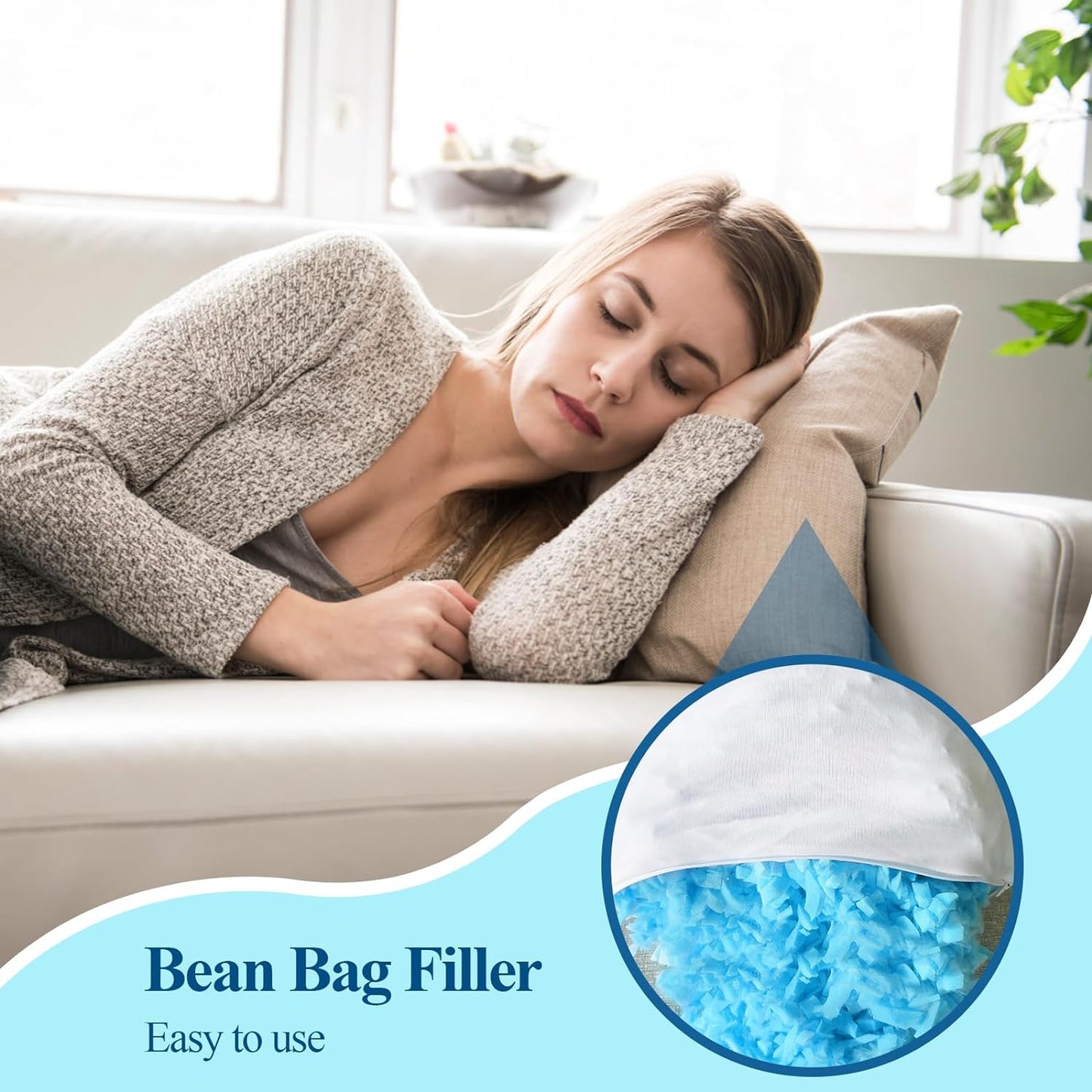 5 lbs 2.27 kg Bean Bags Filler 5 pounds Shredded Memory Foam Filling For Bean Bag Chairs, Lazy Sofas, Dog Beds, Cushions Pillows, Added Gel Particles