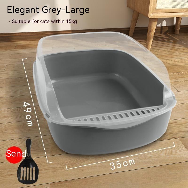 Semi Enclosed Anti Sand Cat Litter Box Cat Toilet Various Colors Pet Supplies Cat Waste Bin Pet Products for Fur Babies, Animals