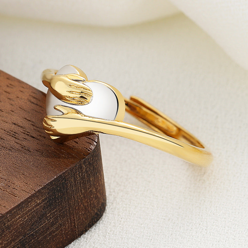 Hug Love Heart-Shaped Ring Fashion Ring Valentine's Day Gift Beautiful Jewelry
