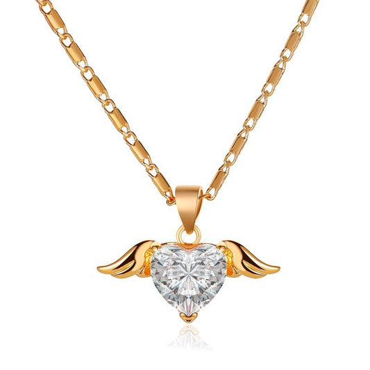 Heart Wings Necklace For Women Gold Rose Gold Silver Women's Necklace
