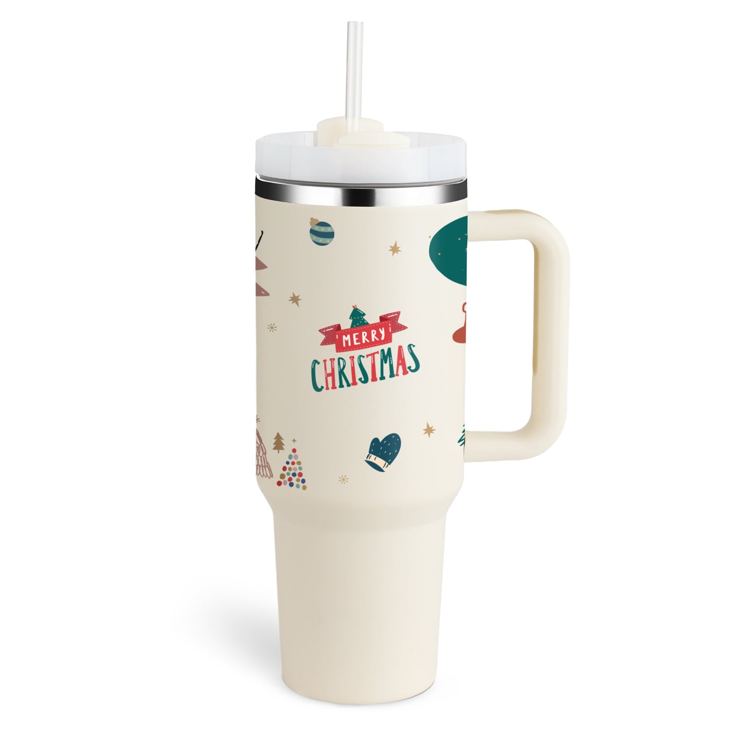 Winter Thermal Mug 40oz Straw Coffee Insulation Cup With Handle Portable Car Stainless Steel Water Bottle Large Capacity Travel BPA Free Thermal Mug