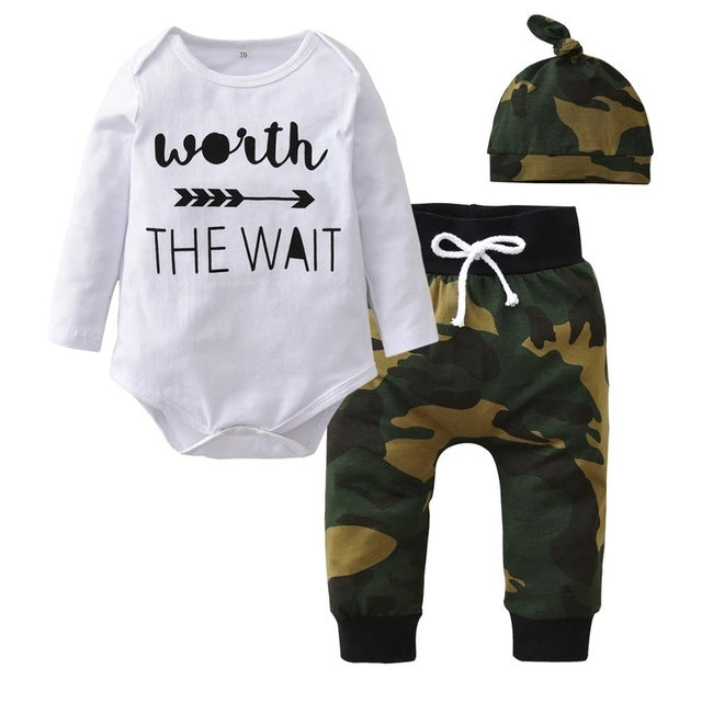 3 Pcs Baby Boy Baby Girl Clothes Set White Cloud Cotton Infant Toddler Clothes for Babies 3M, 6M, 12M, 18M, 24M, 2YO