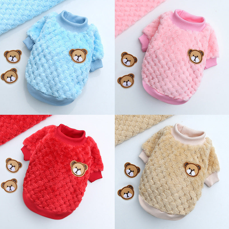 Coral Fleece Pet Clothing Dog Clothes Cat Clothes Pink Baby Blue Red Brown Clothes for Pets Size Teddy Fighting
