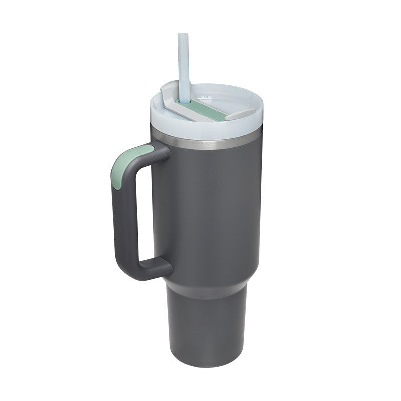 Winter Thermal Mug 40oz Straw Coffee Insulation Cup With Handle Portable Car Stainless Steel Water Bottle Large Capacity Travel BPA Free Thermal Mug