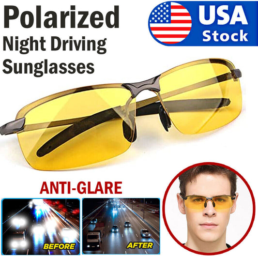 Polarized HD Night Driving Sunglasses Vision Glasses For Men & Women Aviator Shades