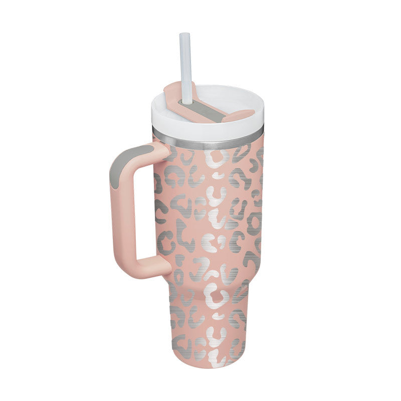 Winter Thermal Mug 40oz Straw Coffee Insulation Cup With Handle Portable Car Stainless Steel Water Bottle Large Capacity Travel BPA Free Thermal Mug