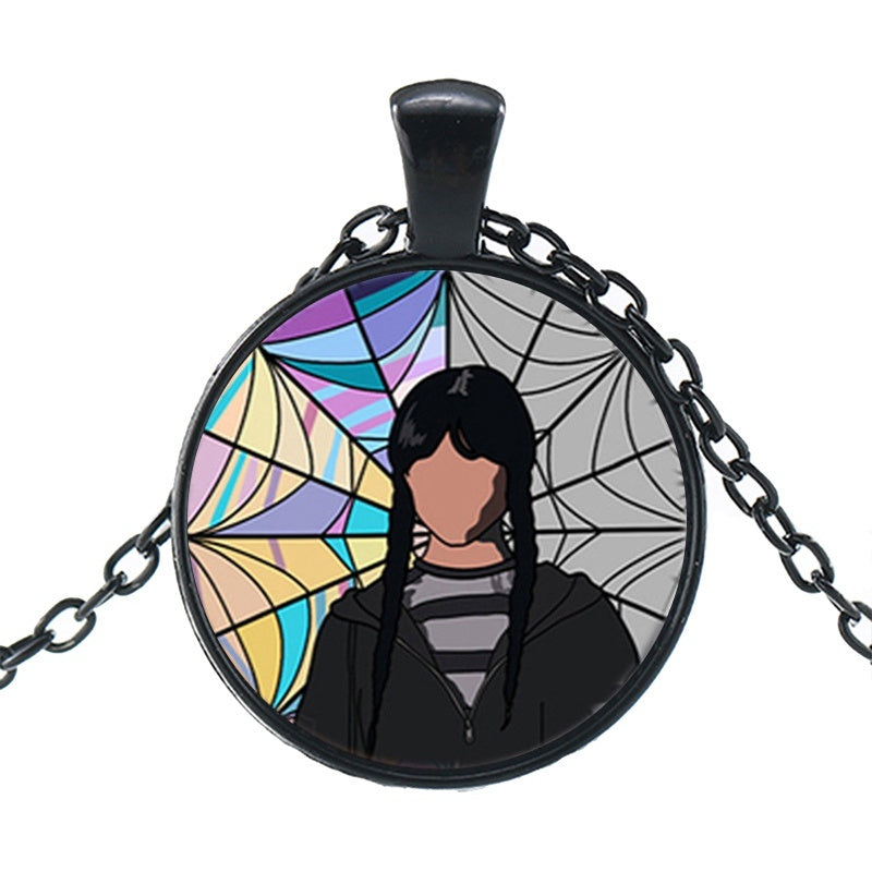 Punk Wednesday Character Glass Dome Pendant Necklace