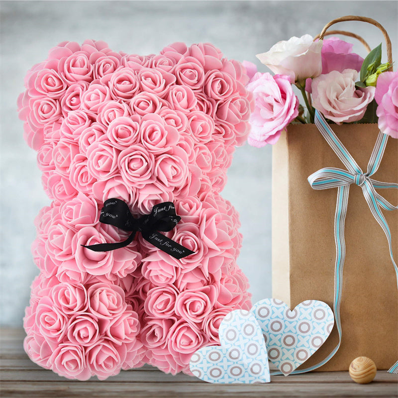Rose Teddy Bear Eternal Flower Valentine's Day Gift PE Foam Bear 25cm
