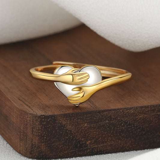 Hug Love Heart-Shaped Ring Fashion Ring Valentine's Day Gift Beautiful Jewelry
