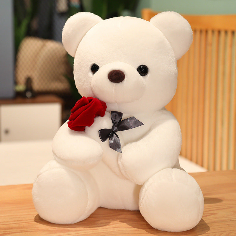 Holding Rose Flower Bear Plush Doll Valentine's Day Gift Plush Toy