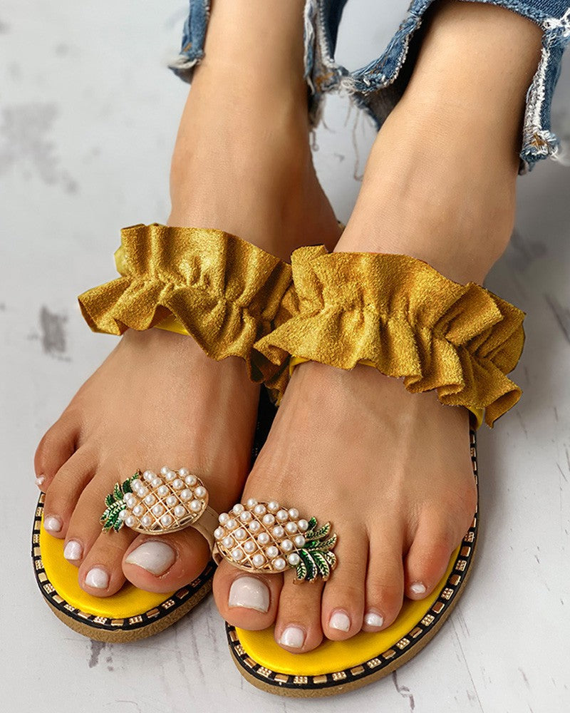 Womens Pineapple Flip Flops Women's Sandals Stylish Shoes for Women Footware