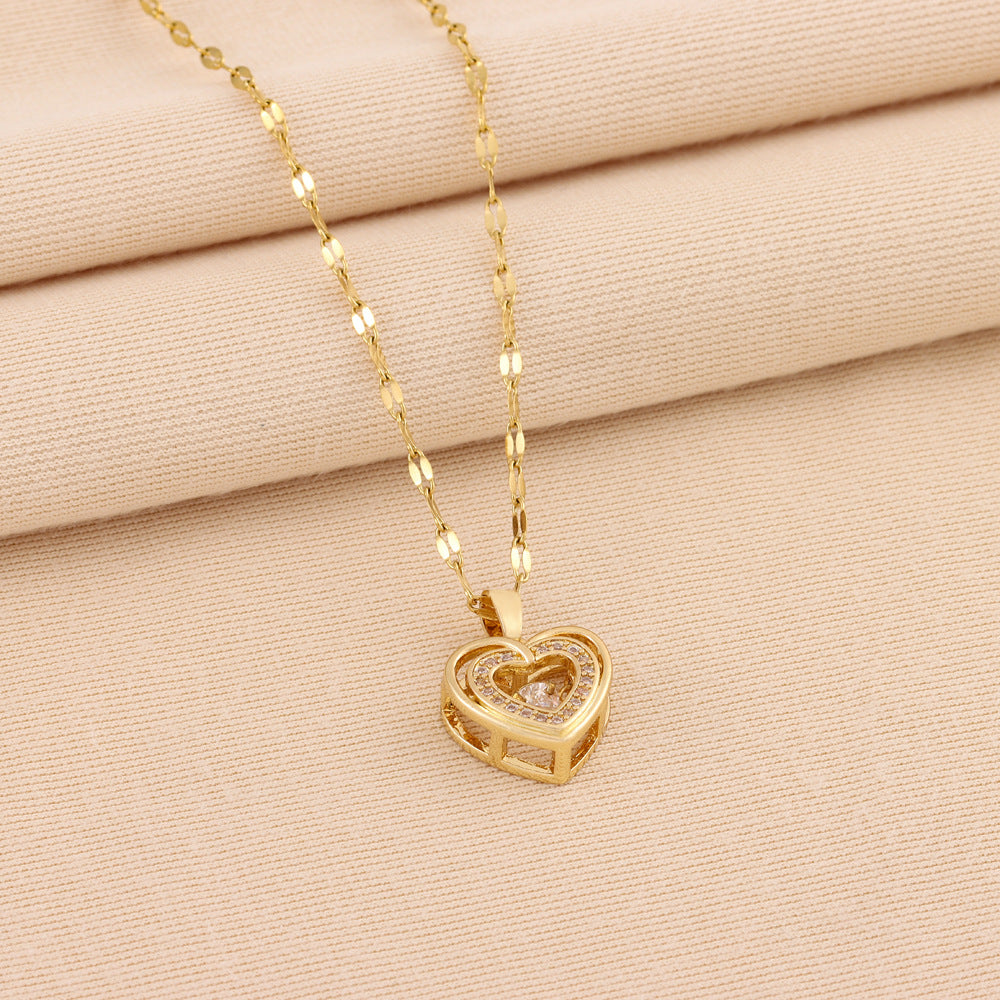 Double-Layer Smart Love Pendant Valentines Day Gift Titanium Steel Necklace Fashion Jewelry