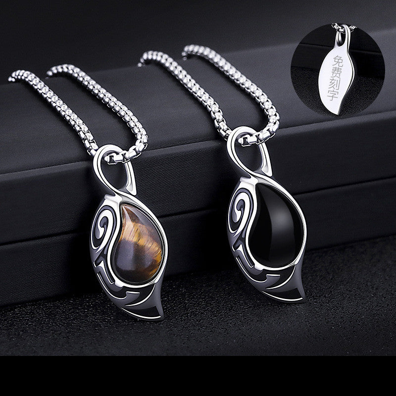 Simple Personality Tiger Eye Stone Men's Necklace Women's Necklace