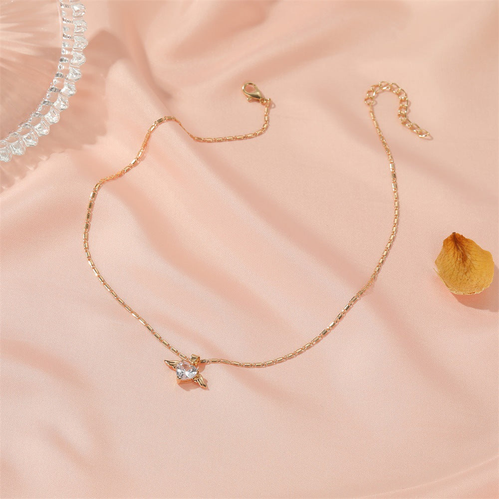 Heart Wings Necklace For Women Gold Rose Gold Silver Women's Necklace