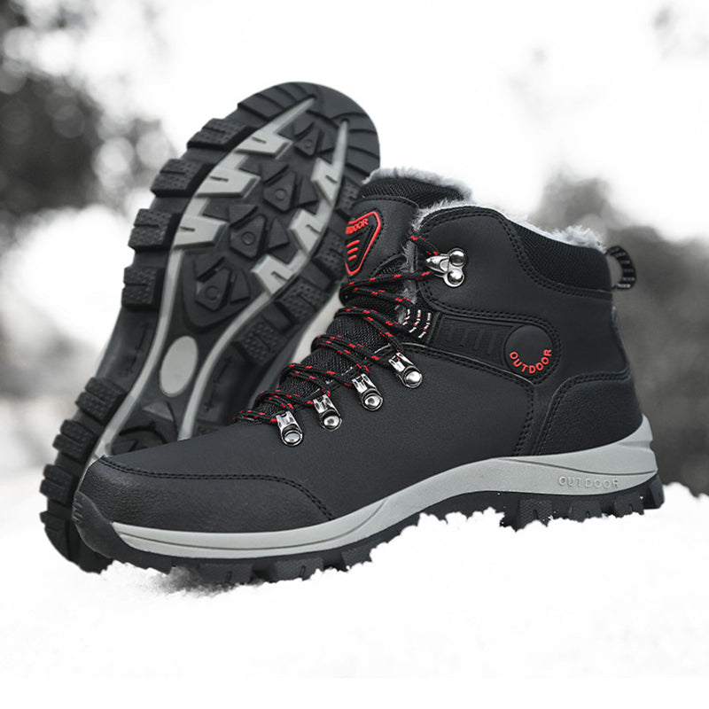 Men’s Winter Snow Boots for Men and Boys Warm Plush Ankle Boots Hiking Lace-up Shoes