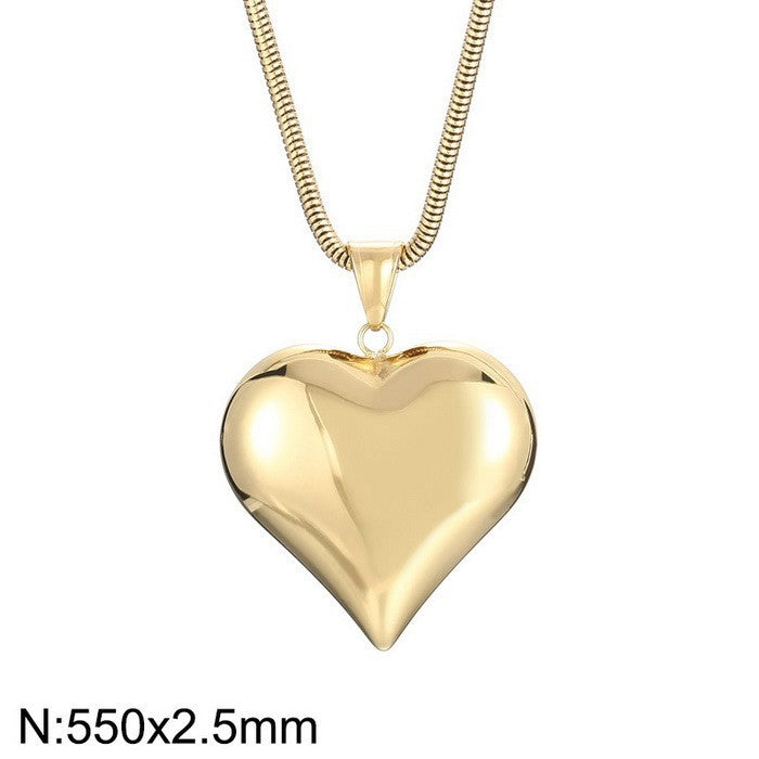 Gold Silver Hollow Heart-Shaped Necklace Valentine's Day Gift Chain Ins Versatile Personalized Love Necklace Jewelry