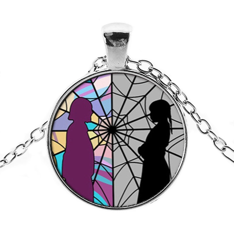 Punk Wednesday Character Glass Dome Pendant Necklace
