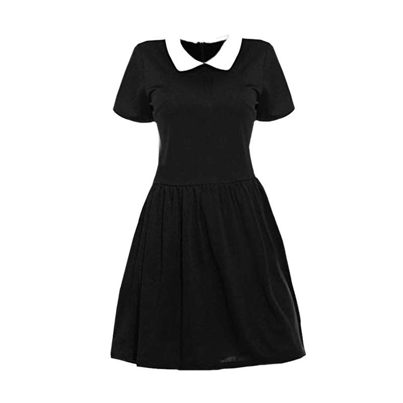 Halloween Wednesday Addams Black Dress Cosplay