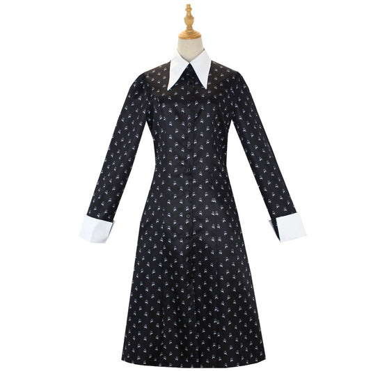Wednesday Addams Cosplay Halloween Costume Black Dress