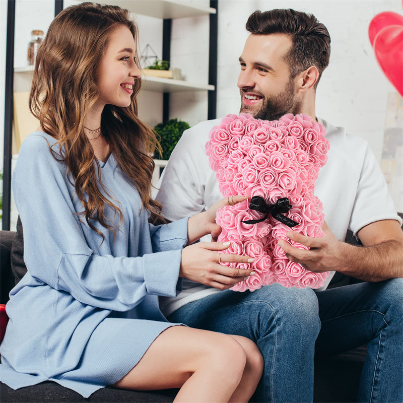 Rose Teddy Bear Eternal Flower Valentine's Day Gift PE Foam Bear 25cm