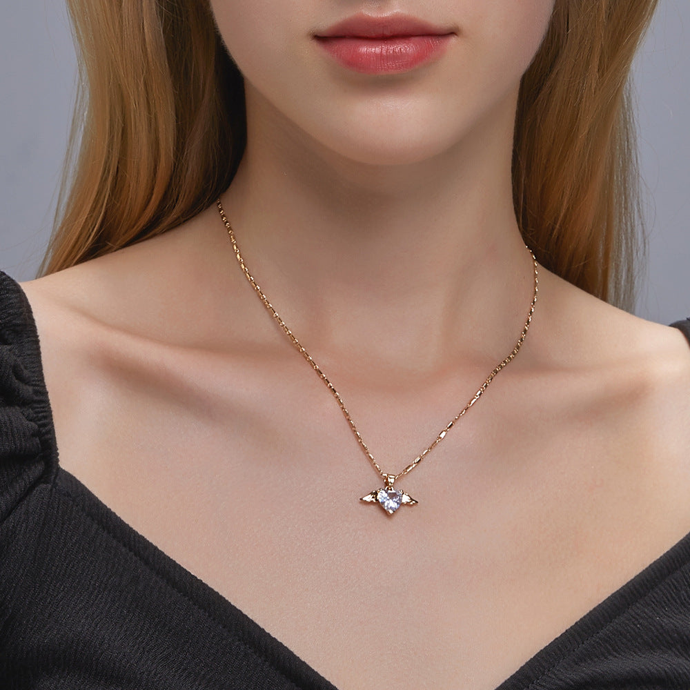 Heart Wings Necklace For Women Gold Rose Gold Silver Women's Necklace