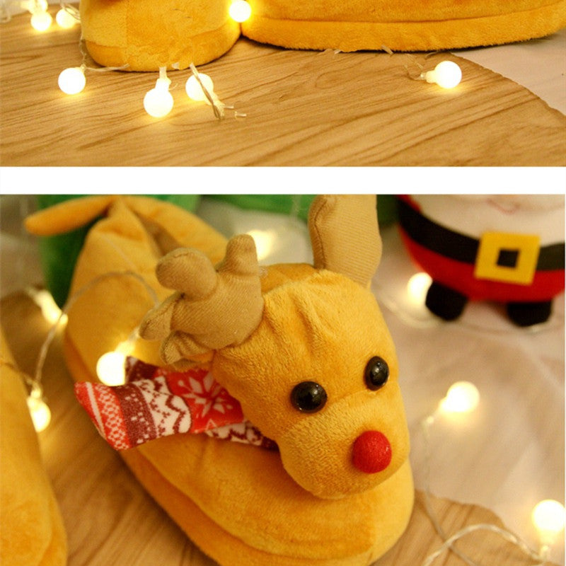 Cute Couple Christmas Elk Slippers Winter Slippers