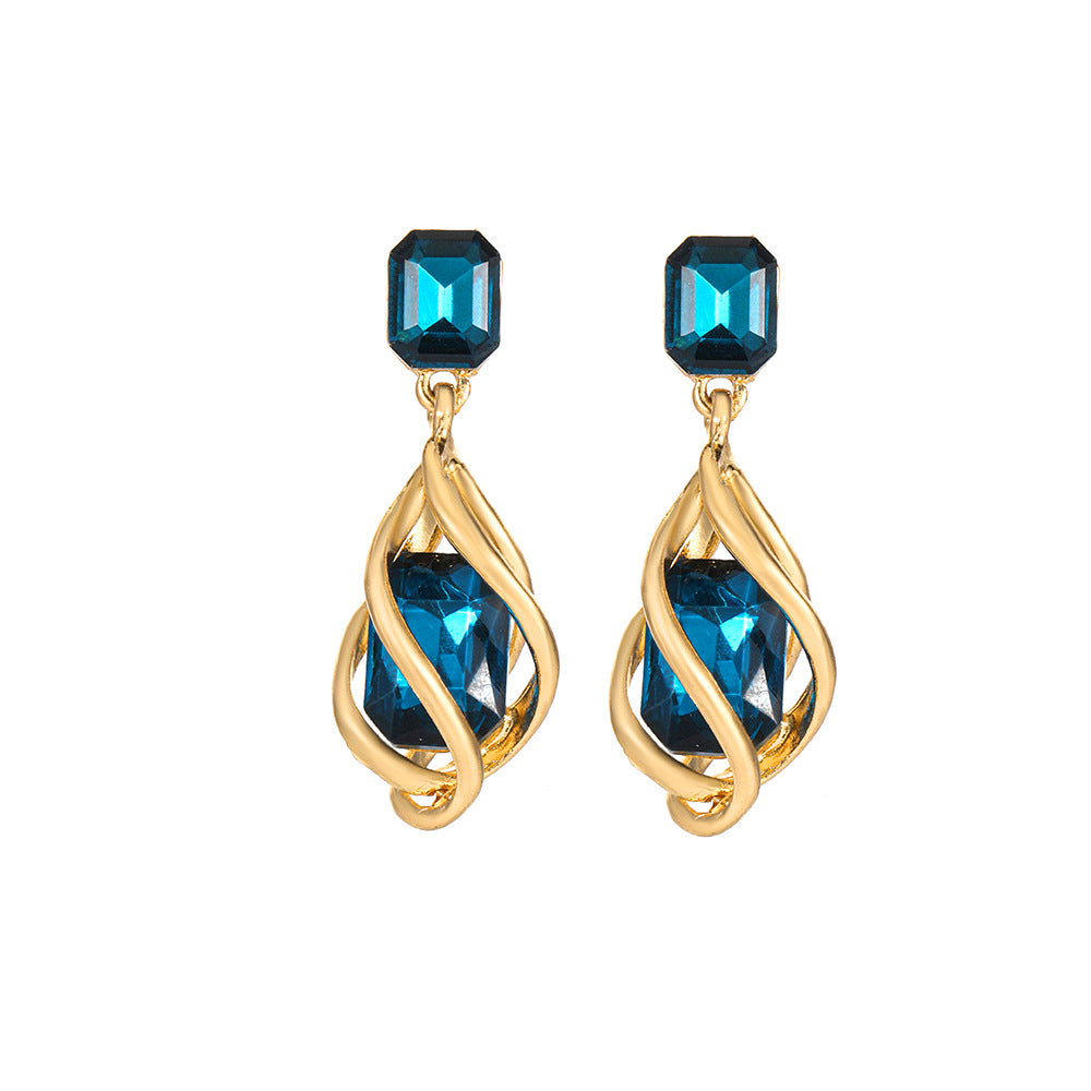 Retro Creative Fashion Emerald Women's Stud Earrings Gift Women's Earrings