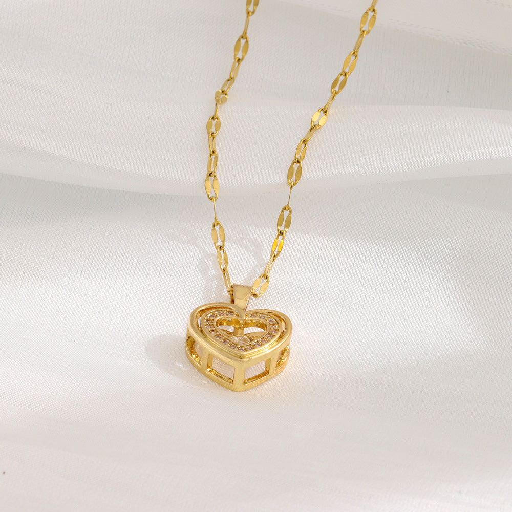 Double-Layer Smart Love Pendant Valentines Day Gift Titanium Steel Necklace Fashion Jewelry