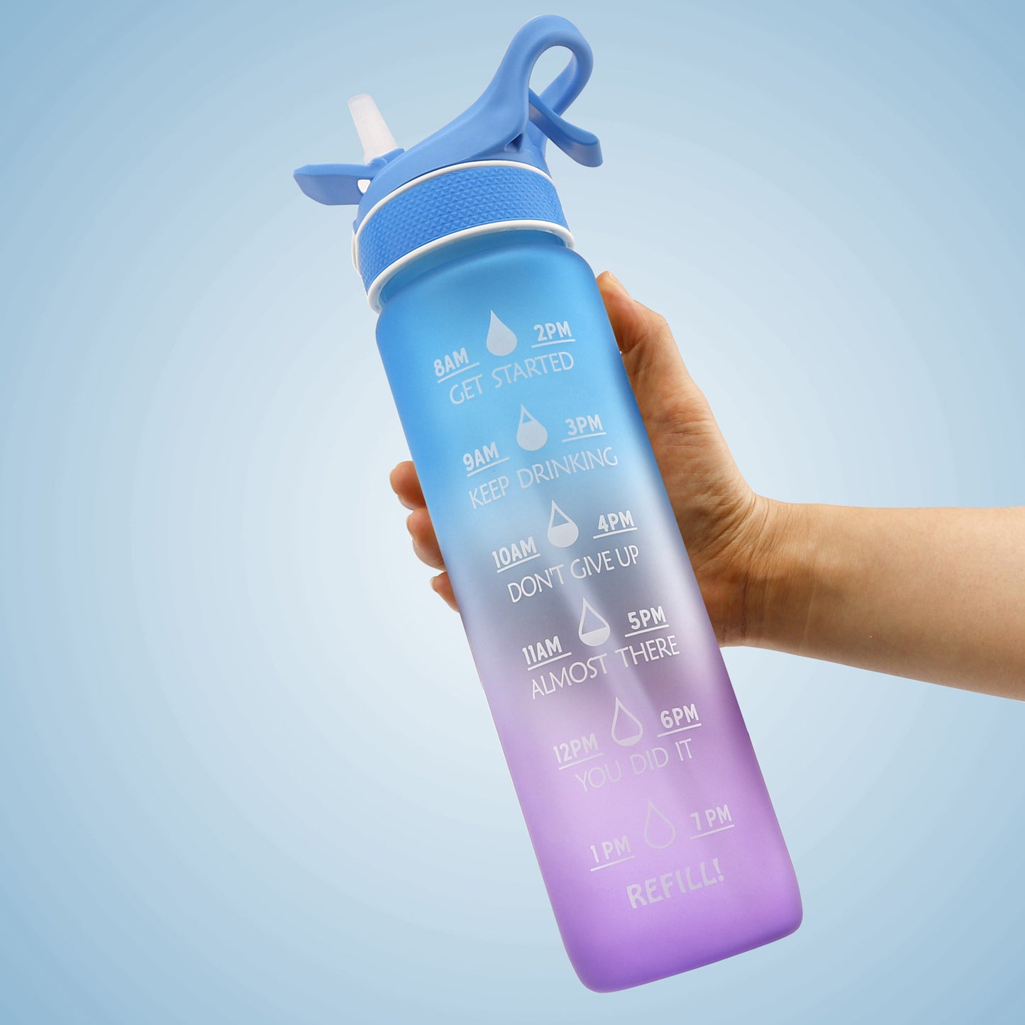 1000ml Plastic Spray Water Bottle Scrub Bounce Cover Straw Space Cup Sports Water Bottle for Travel, Gym, Work, Home, Office, School