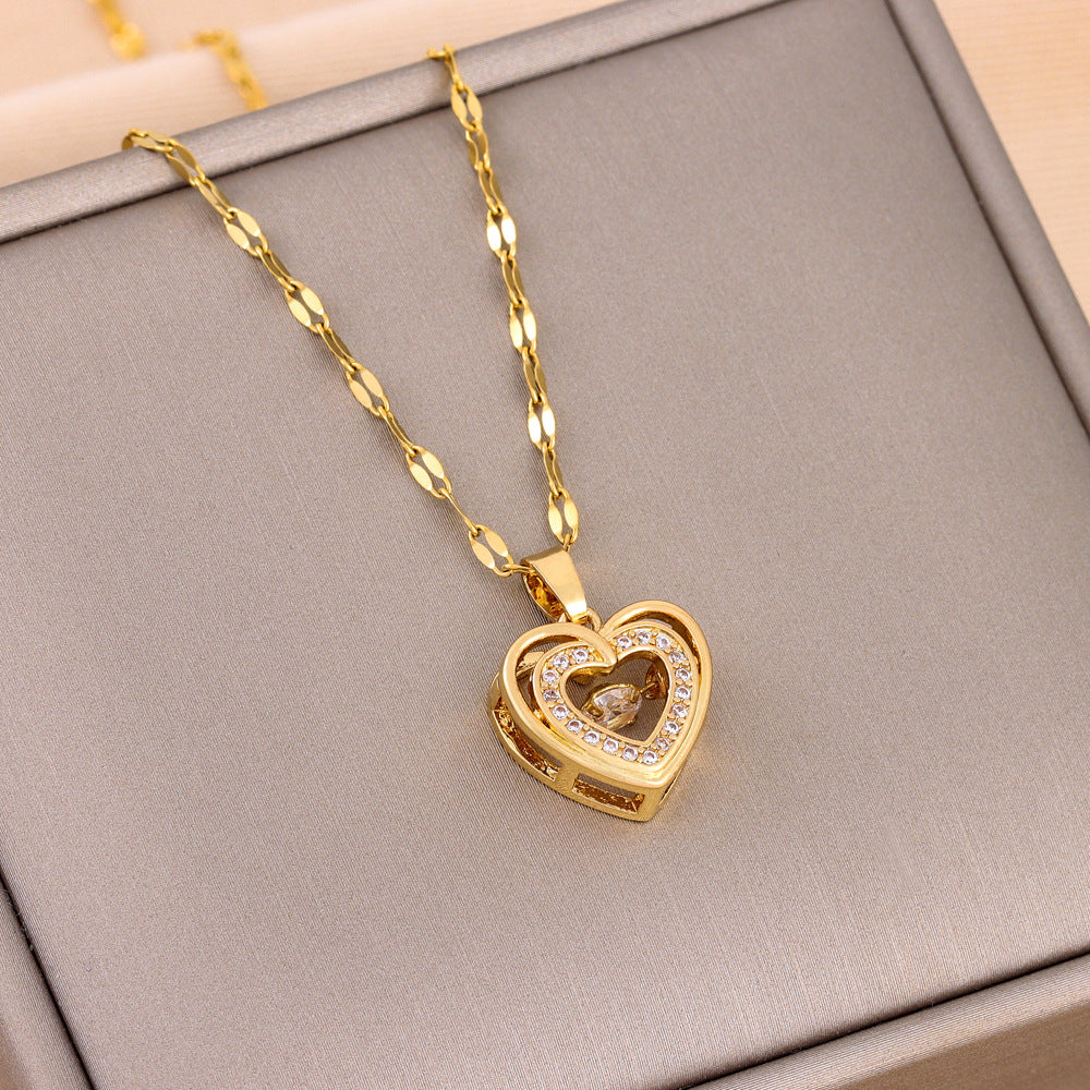 Double-Layer Smart Love Pendant Valentines Day Gift Titanium Steel Necklace Fashion Jewelry