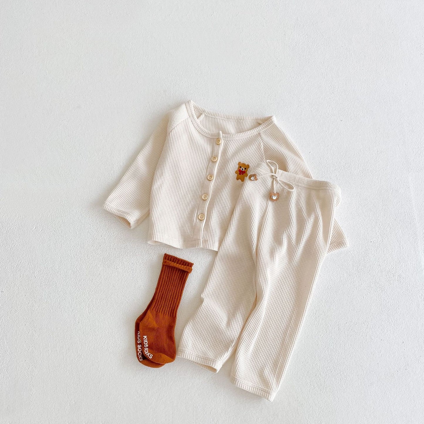 Baby Boys Bear Embroidered Cardigan Suit