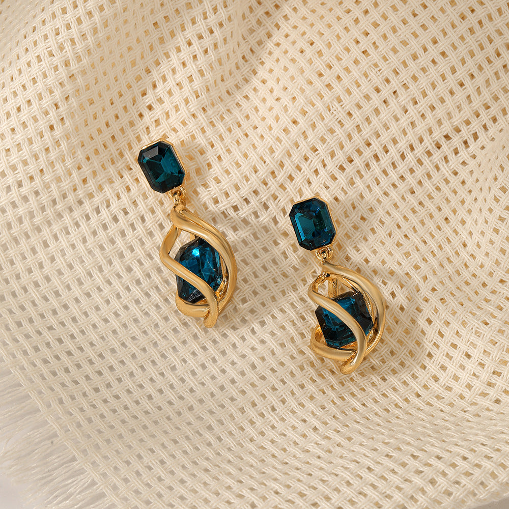 Retro Creative Fashion Emerald Women's Stud Earrings Gift Women's Earrings