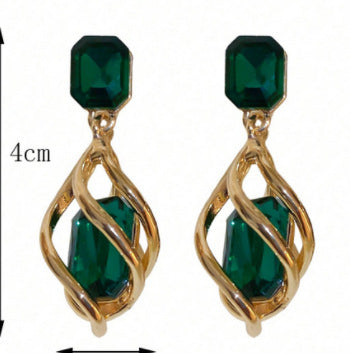 Retro Creative Fashion Emerald Women's Stud Earrings Gift Women's Earrings