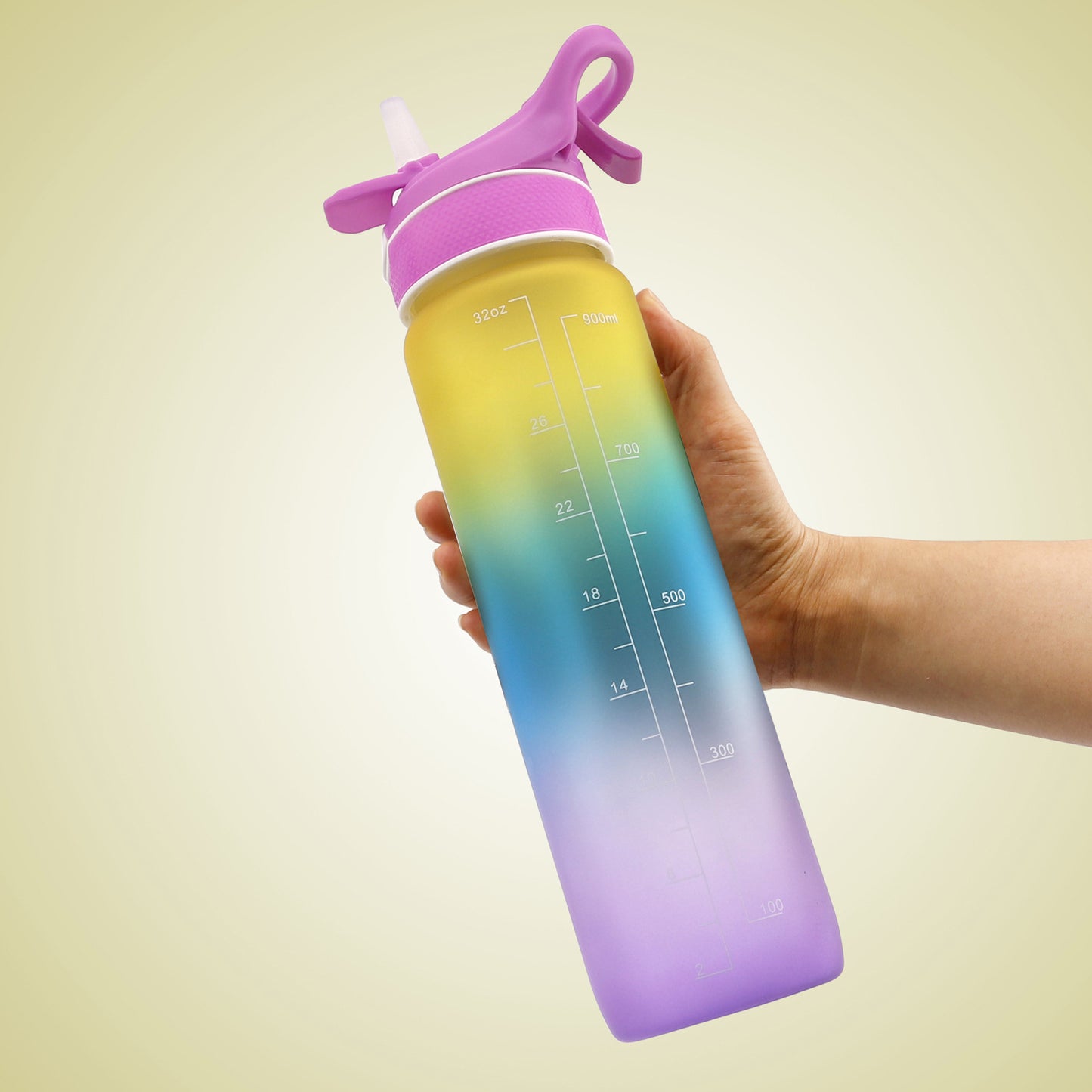 1000ml Plastic Spray Water Bottle Scrub Bounce Cover Straw Space Cup Sports Water Bottle for Travel, Gym, Work, Home, Office, School