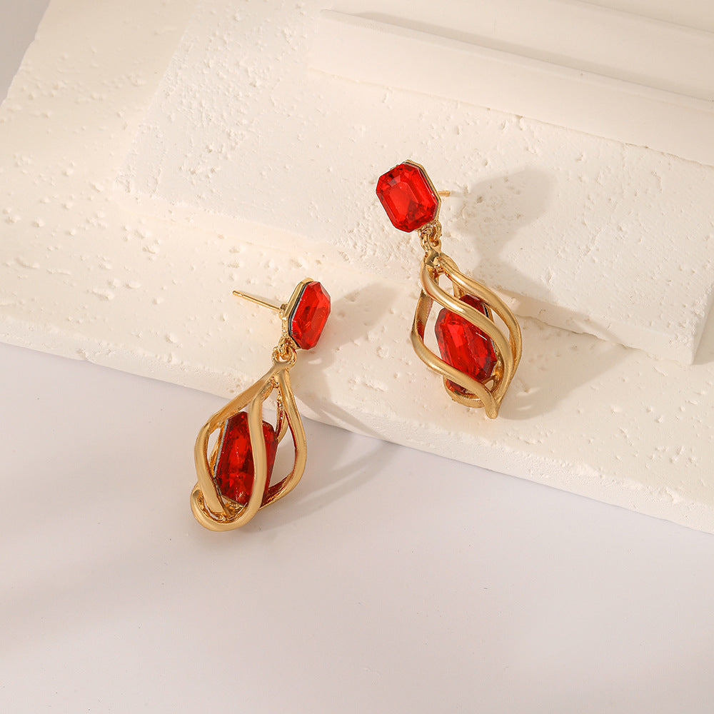 Retro Creative Fashion Emerald Women's Stud Earrings Gift Women's Earrings