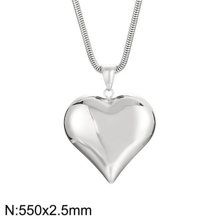 Gold Silver Hollow Heart-Shaped Necklace Valentine's Day Gift Chain Ins Versatile Personalized Love Necklace Jewelry