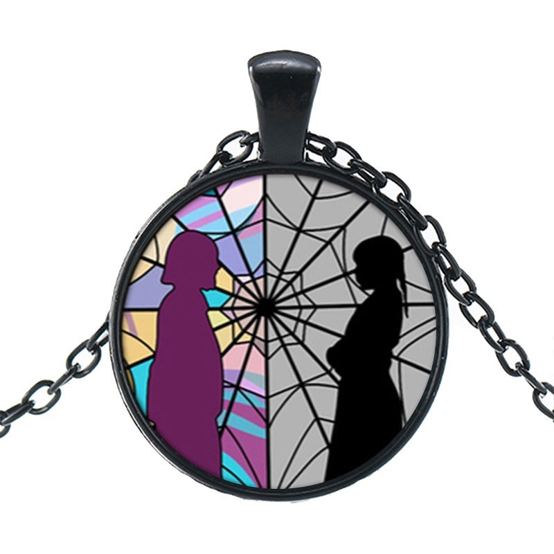 Punk Wednesday Character Glass Dome Pendant Necklace