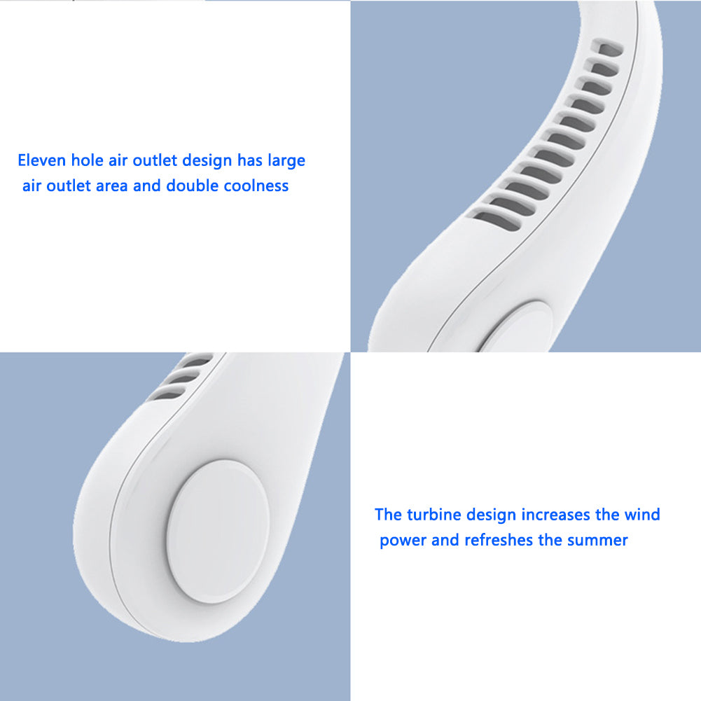 Hanging Neck Fan Portable Cooling Fan USB Leafless 360 Degree Neckband Fans 78 Surround Air Outlets 4000Mah Rechargeable