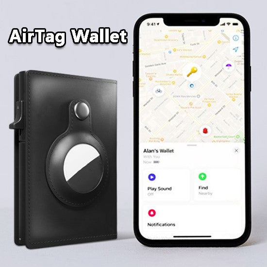 Air Tag Wallet Anti Theft Bullet Card Bag for Men RFID Card Holder Men's Leather Slim Wallet for AirTags