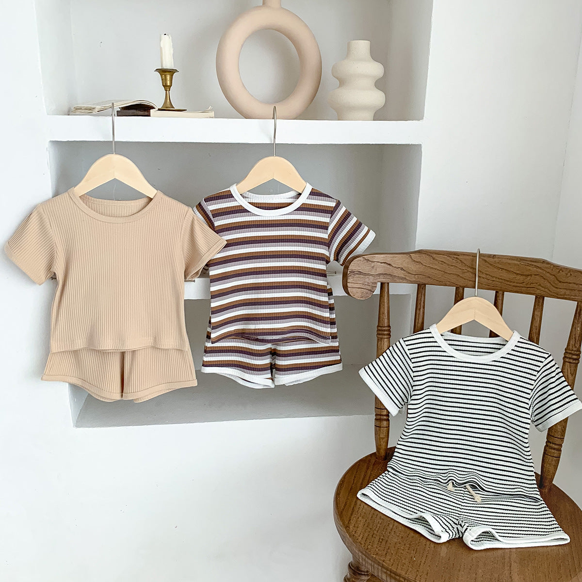 Summer Infant Toddler Striped Two-piece Set for Baby Clothes for Babies 12M, 18M, 24M, 2YO