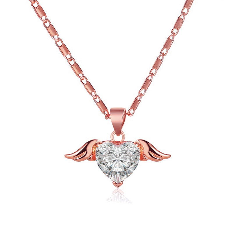 Heart Wings Necklace For Women Gold Rose Gold Silver Women's Necklace