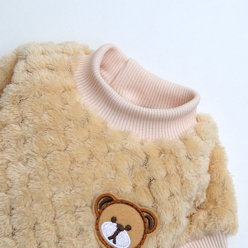 Coral Fleece Pet Clothing Dog Clothes Cat Clothes Pink Baby Blue Red Brown Clothes for Pets Size Teddy Fighting
